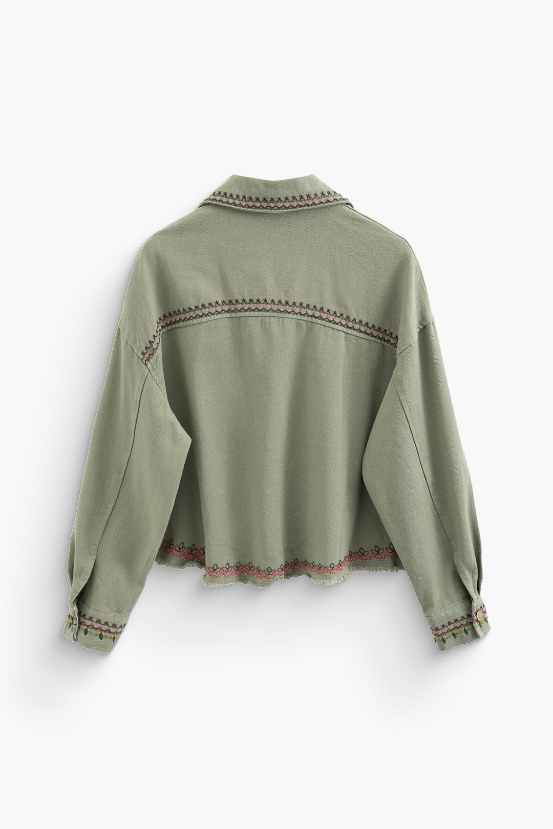 Embroidered Frayed Hem Y2K Aesthetic Button-Up Pocket Lapel Jacket for Trendy Looks Embroidered Frayed Hem Y2K Aesthetic Button-Up Pocket Lapel Jacket for Trendy Looks