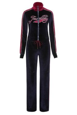 Embroidered High Neck Zip-Up Set: Y2K Fashion Meets Cozy Chic Aesthetic Outfit