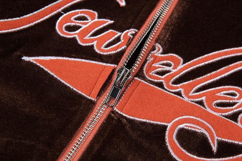 Embroidered High Neck Zip-Up Set: Y2K Fashion Meets Cozy Chic Aesthetic Outfit Embroidered High Neck Zip-Up Set: Y2K Fashion Meets Cozy Chic Aesthetic Outfit