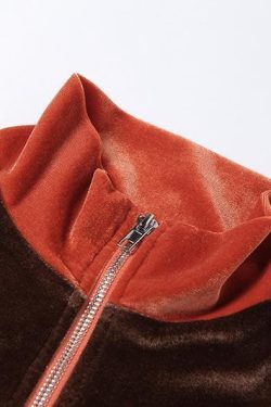 Embroidered High Neck Zip-Up Set: Y2K Fashion Meets Cozy Chic Aesthetic Outfit