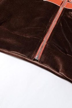 Embroidered High Neck Zip-Up Set: Y2K Fashion Meets Cozy Chic Aesthetic Outfit