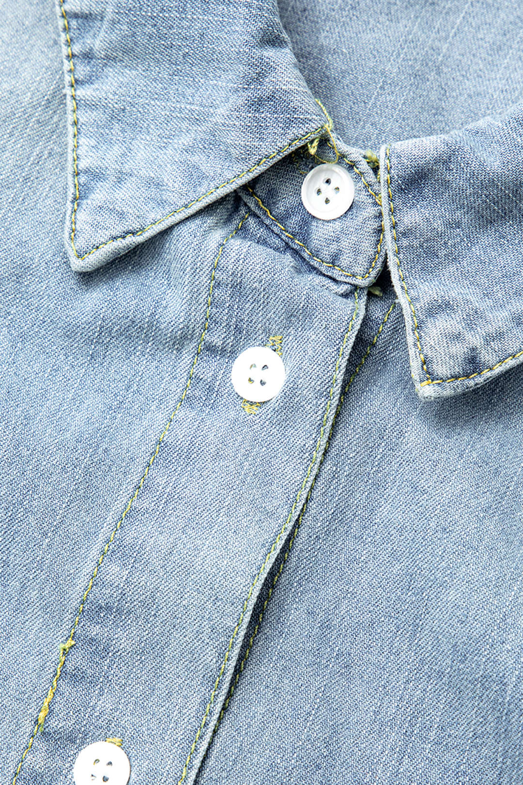 Faded Denim Raw Hem Crop Shirt - Y2K Aesthetic Button-Up for Trendy Outfits Faded Denim Raw Hem Crop Shirt - Y2K Aesthetic Button-Up for Trendy Outfits