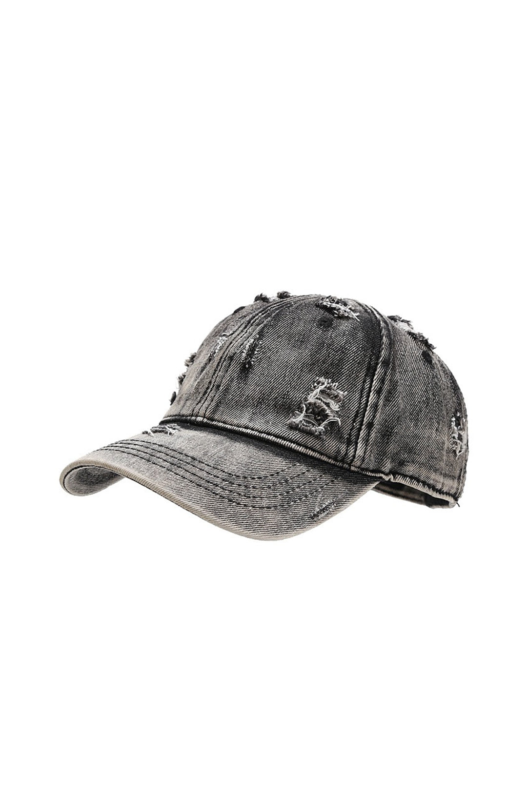 Faded Ripped Denim Baseball Cap for Y2K Aesthetic and Grunge Style Outfits