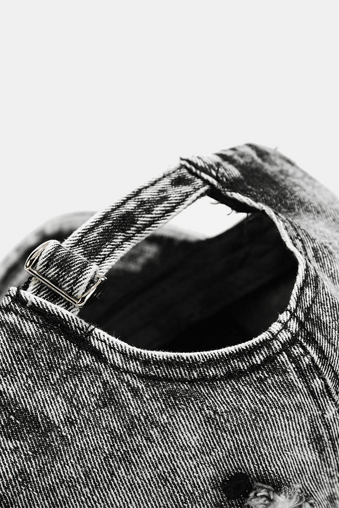 Faded Ripped Denim Baseball Cap for Y2K Aesthetic and Grunge Style Outfits Faded Ripped Denim Baseball Cap for Y2K Aesthetic and Grunge Style Outfits