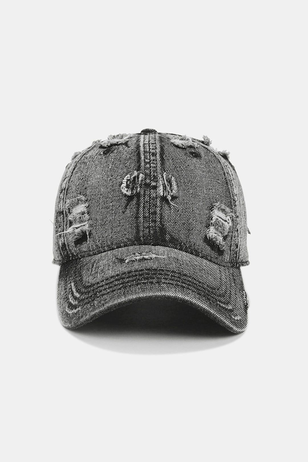 Faded Ripped Denim Baseball Cap for Y2K Aesthetic and Grunge Style Outfits