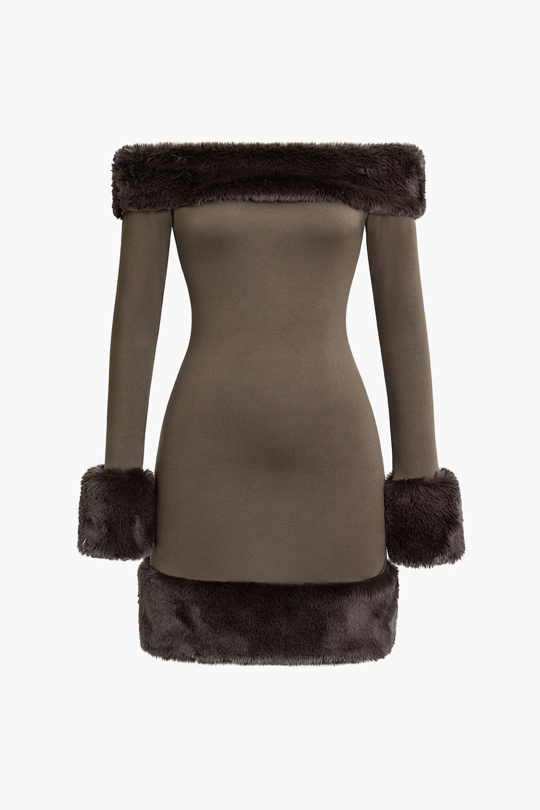Faux Fur Trim Off Shoulder Midi Dress - Y2K Fashion Statement for Chic Coquette Style Faux Fur Trim Off Shoulder Midi Dress - Y2K Fashion Statement for Chic Coquette Style