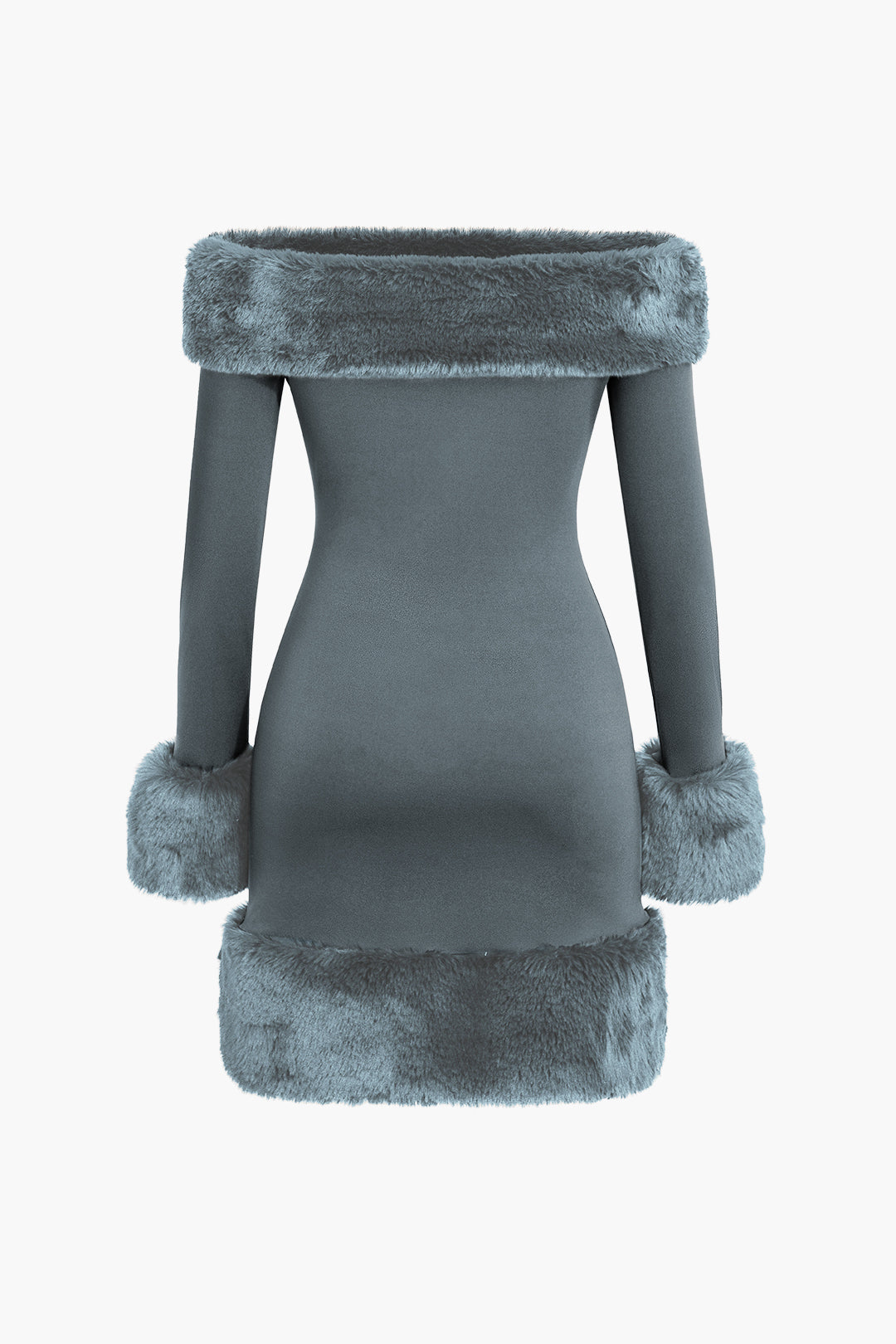 Faux Fur Trim Off Shoulder Midi Dress - Y2K Fashion Statement for Chic Coquette Style Faux Fur Trim Off Shoulder Midi Dress - Y2K Fashion Statement for Chic Coquette Style