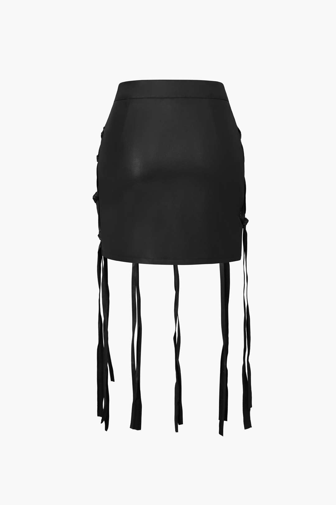 Faux Leather Braided Fringe Mini Skirt for Y2K Aesthetic and Grunge Style Outfits Faux Leather Braided Fringe Mini Skirt for Y2K Aesthetic and Grunge Style Outfits