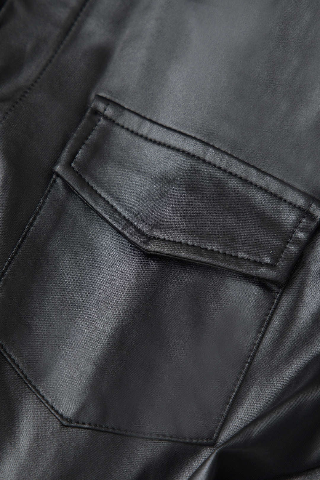 Faux Leather Button-Up Pocket Long Sleeve Shirt for Y2K Aesthetic and Grunge Style Faux Leather Button-Up Pocket Long Sleeve Shirt for Y2K Aesthetic and Grunge Style