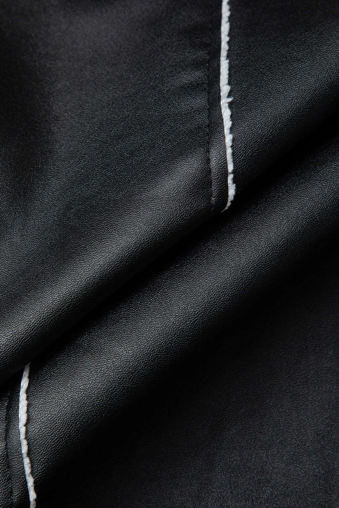 Faux Leather Fleece Notched Lapel Long Sleeve Coat for Y2K Aesthetic and Grunge Style Faux Leather Fleece Notched Lapel Long Sleeve Coat for Y2K Aesthetic and Grunge Style