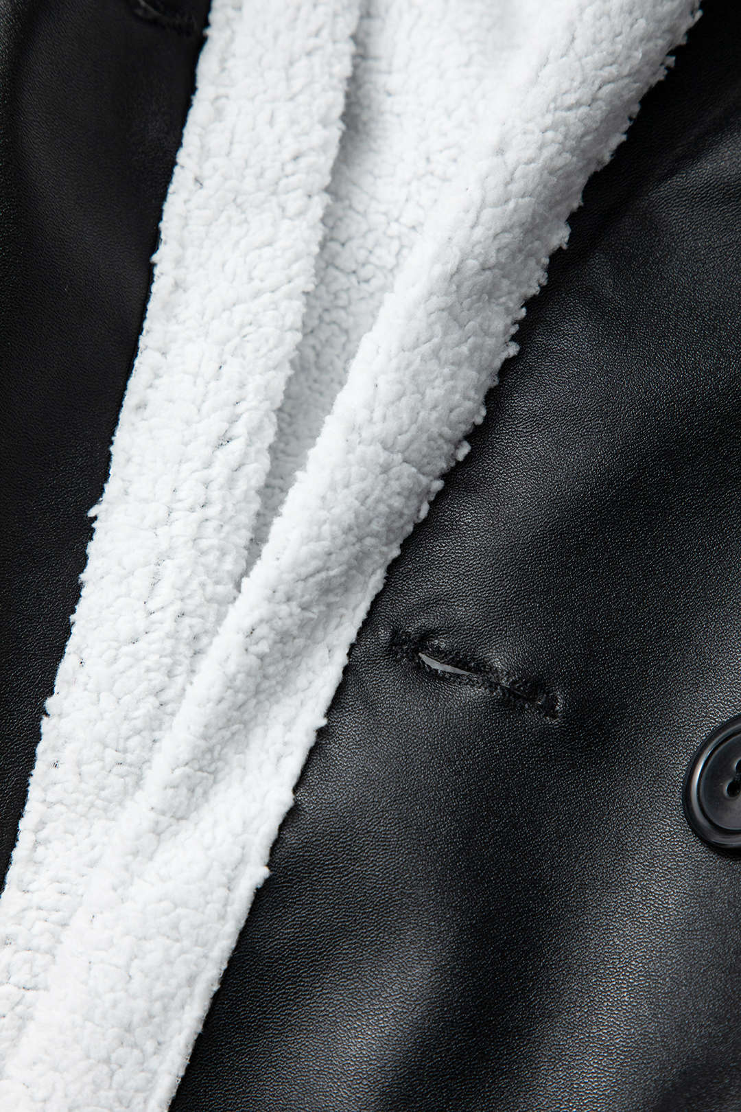 Faux Leather Fleece Notched Lapel Long Sleeve Coat for Y2K Aesthetic and Grunge Style Faux Leather Fleece Notched Lapel Long Sleeve Coat for Y2K Aesthetic and Grunge Style