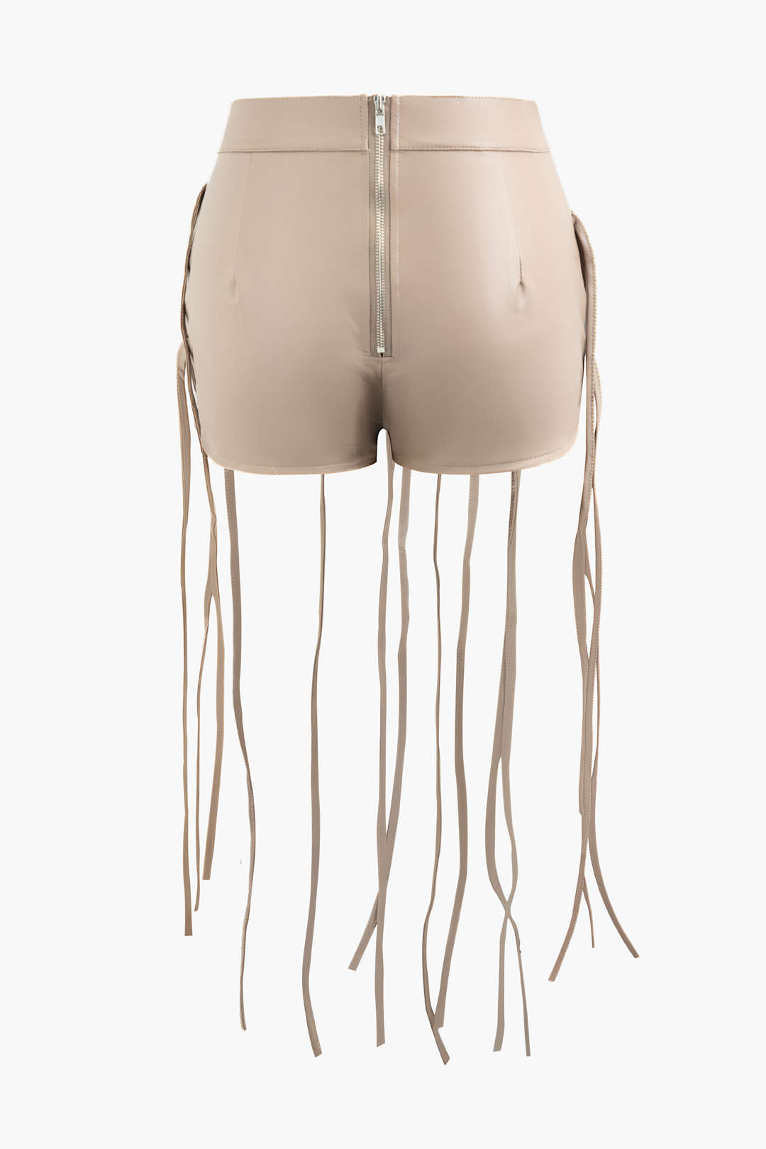 Faux Leather Fringe Zipper Shorts for Y2K Aesthetic and Grunge Style Outfits Faux Leather Fringe Zipper Shorts for Y2K Aesthetic and Grunge Style Outfits