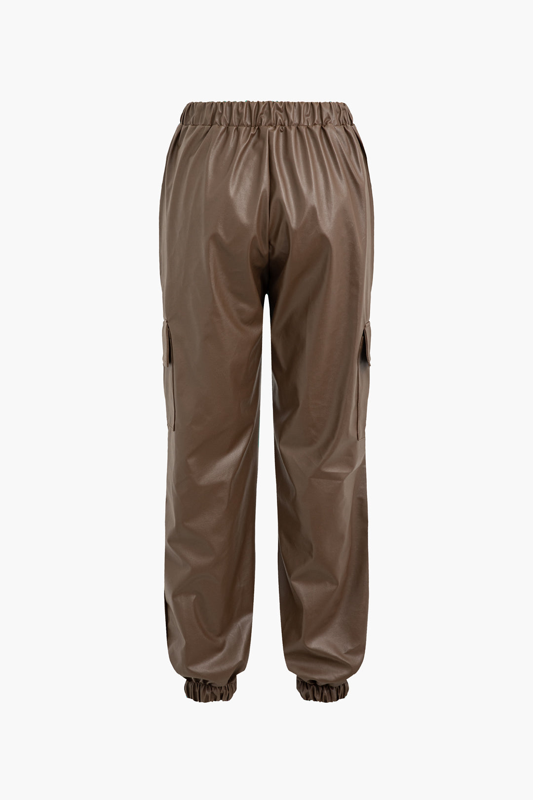 Faux Leather Tie Button-Up Flap Pocket Jacket & Elastic Pants Set for Y2K Aesthetic Style Faux Leather Tie Button-Up Flap Pocket Jacket & Elastic Pants Set for Y2K Aesthetic Style