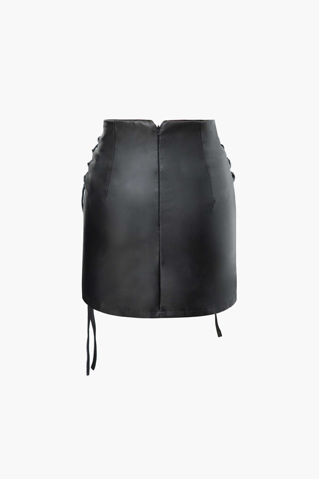 Faux Leather Tie Front Split Mini Skirt - Y2K Aesthetic Grunge Style for Trendy Outfits Faux Leather Tie Front Split Mini Skirt - Y2K Aesthetic Grunge Style for Trendy Outfits