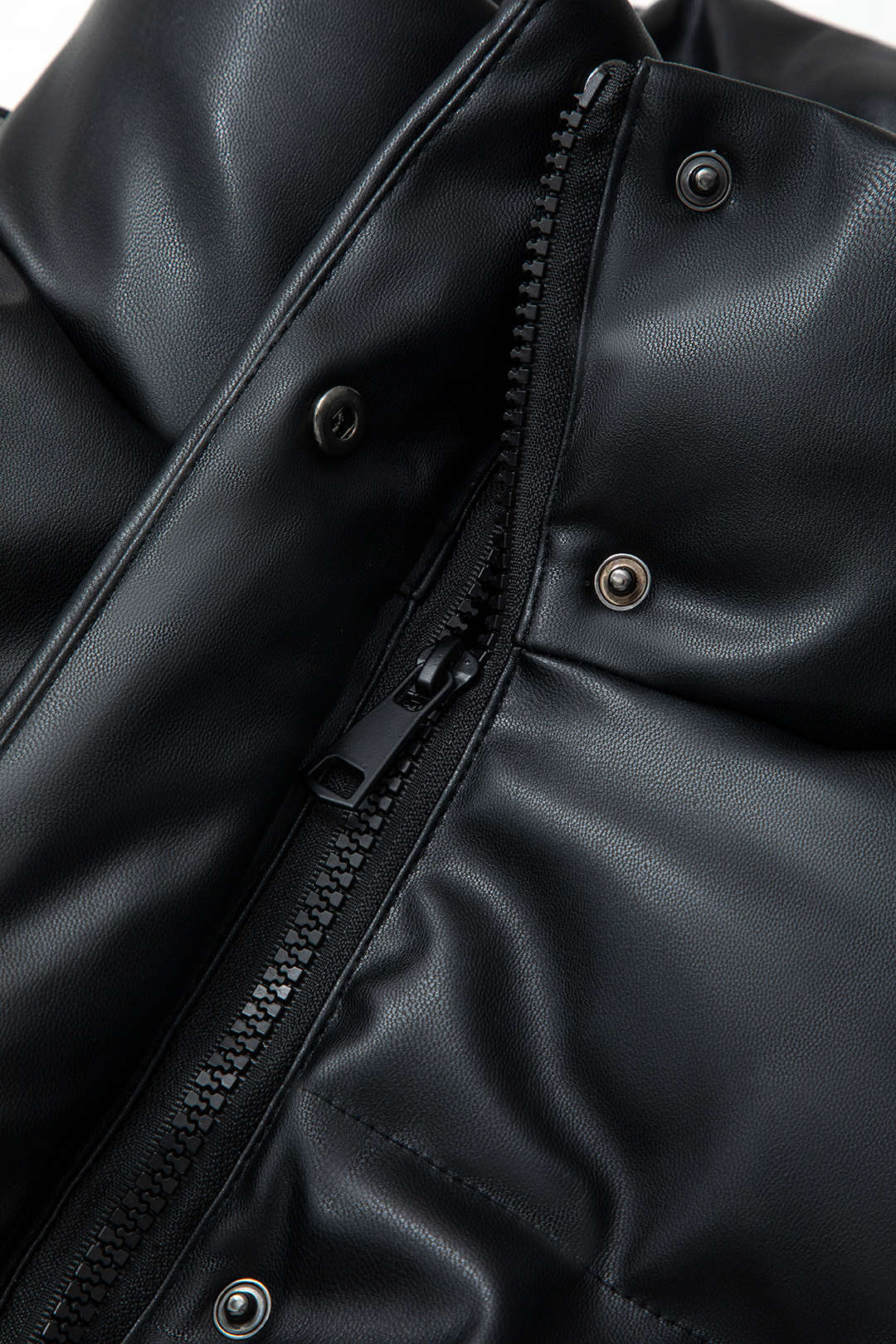 Faux Leather Y2K Aesthetic Stand Collar Puffer Vest for Trendy Layering Faux Leather Y2K Aesthetic Stand Collar Puffer Vest for Trendy Layering