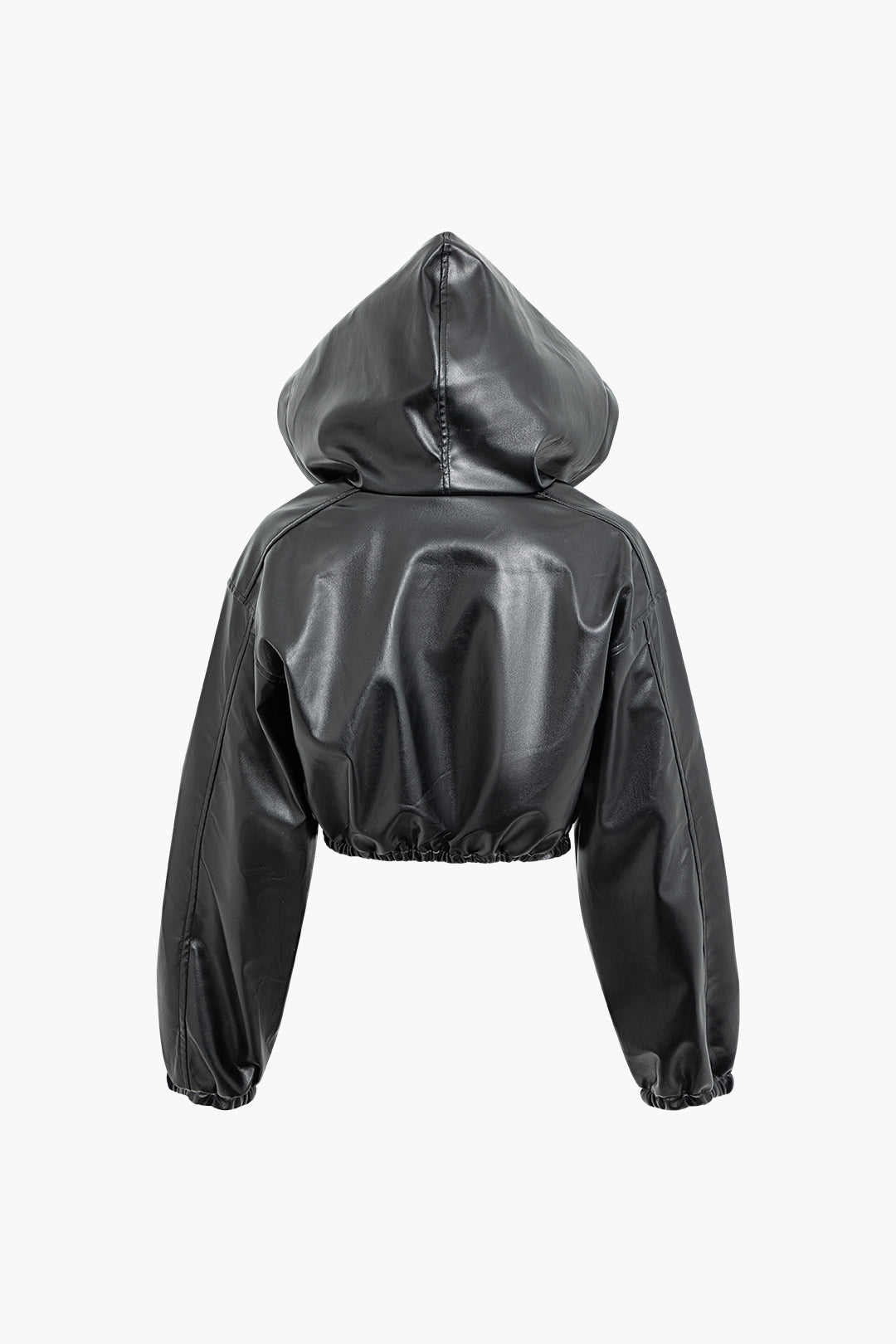 Faux Leather Y2K Style Zip-Up Hooded Jacket for Edgy Grunge Aesthetic Outfits Faux Leather Y2K Style Zip-Up Hooded Jacket for Edgy Grunge Aesthetic Outfits