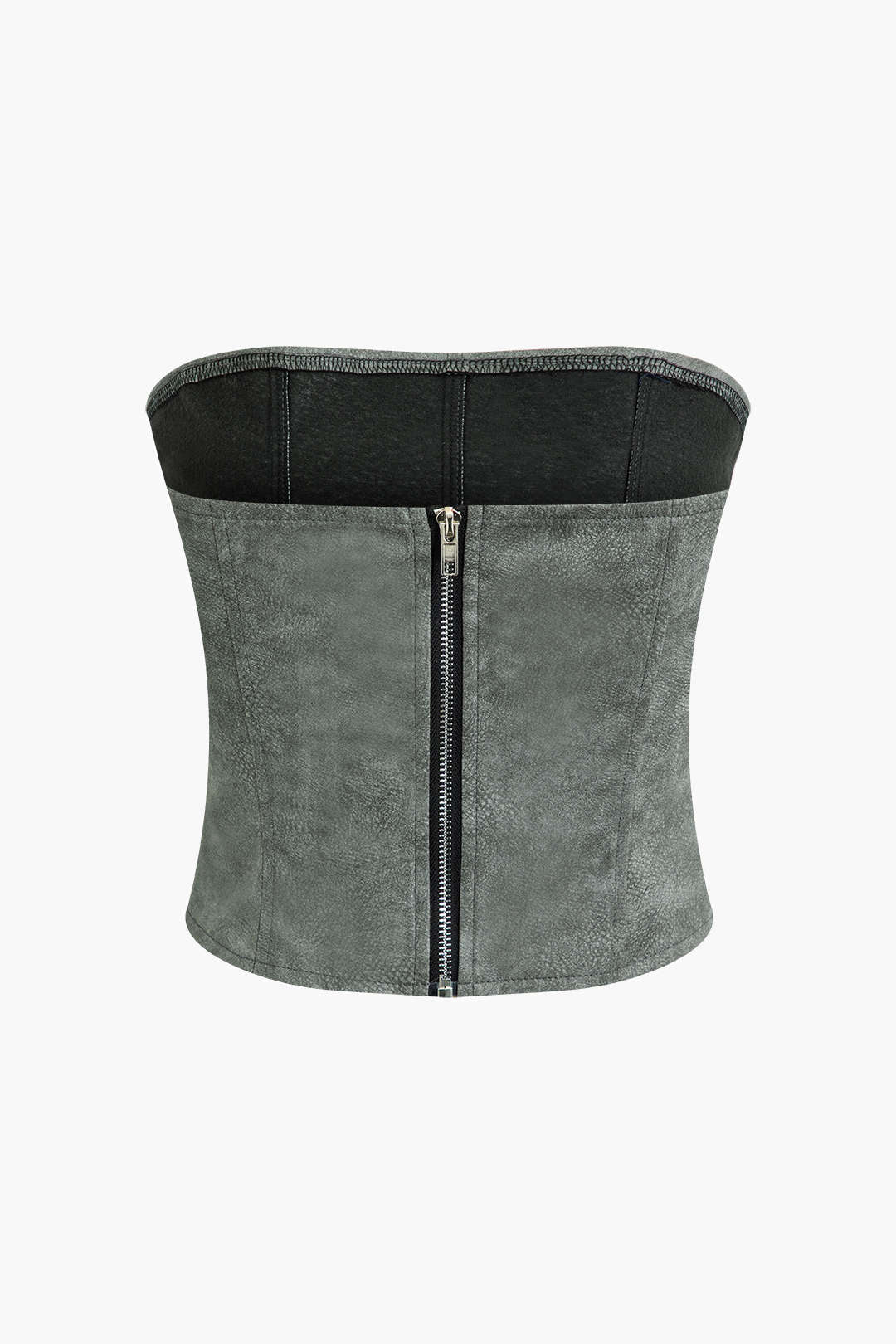 Faux Leather Zip-Up Tube Top and Split Skirt Set for Y2K Fashion and Coquette Aesthetic Faux Leather Zip-Up Tube Top and Split Skirt Set for Y2K Fashion and Coquette Aesthetic