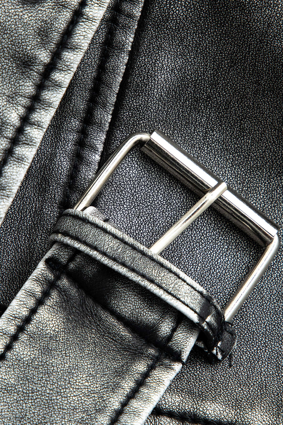 Faux Leather Zipper Belted Jacket with Notched Lapel for Y2K Grunge Aesthetic Style Faux Leather Zipper Belted Jacket with Notched Lapel for Y2K Grunge Aesthetic Style