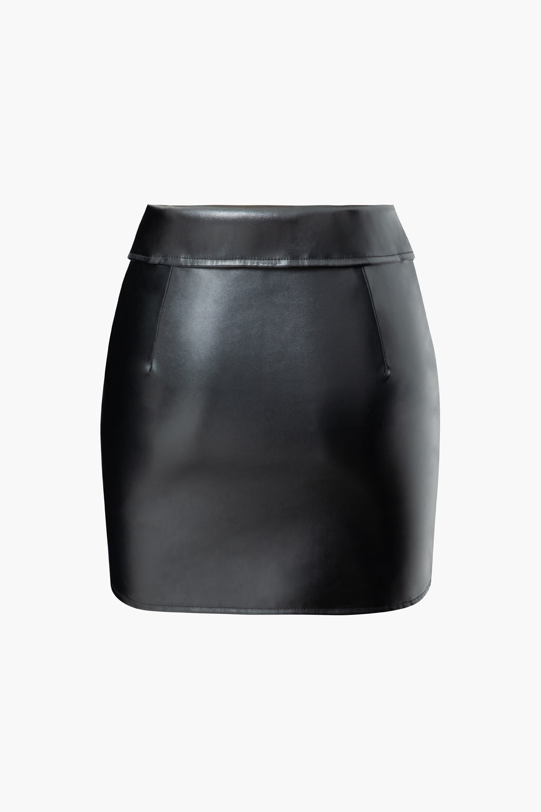 Faux Leather Zipper Mini Skirt - Y2K Grunge Style with Foldover Waist for Trendy Outfits Faux Leather Zipper Mini Skirt - Y2K Grunge Style with Foldover Waist for Trendy Outfits