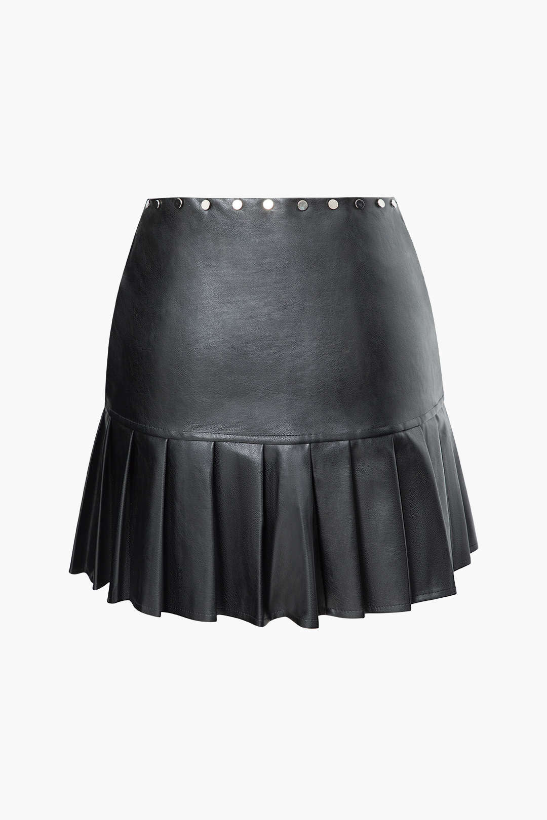 Faux Leather Zipper Pleated Mini Skirt - Y2K Aesthetic Grunge Style for Trendy Outfits