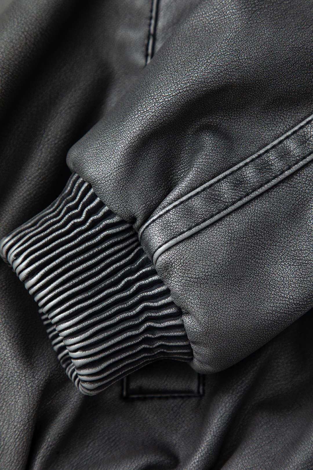 Faux Leather Zipper Pocket Bomber Jacket - Y2K Aesthetic Outerwear for Trendy Looks Faux Leather Zipper Pocket Bomber Jacket - Y2K Aesthetic Outerwear for Trendy Looks