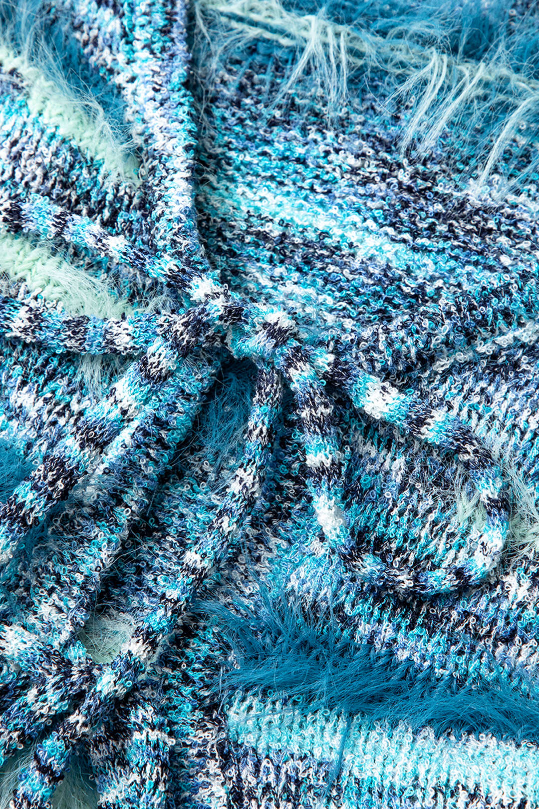 Feather Detail Tie Front Long Sleeve Knit Cardigan in Y2K Aesthetic Style Feather Detail Tie Front Long Sleeve Knit Cardigan in Y2K Aesthetic Style