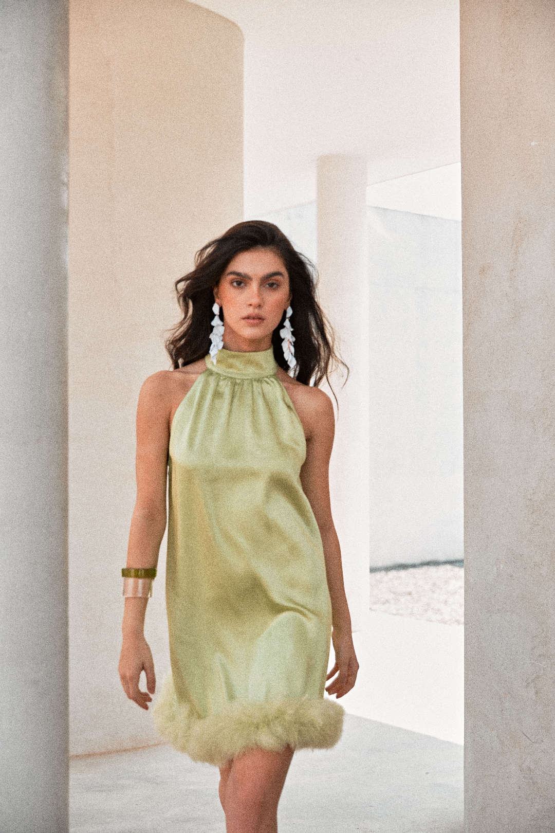 Feather Hem Satin Mini Dress - Chic Y2K Style for Coquette Aesthetic Outfits Feather Hem Satin Mini Dress - Chic Y2K Style for Coquette Aesthetic Outfits