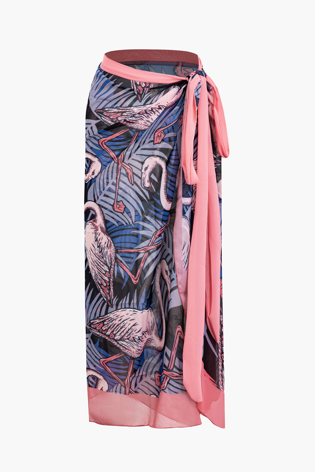 Flamingo Print Y2K Tie Swimsuit with Matching Knot Sarong Skirt Set for Trendy Aesthetic Flamingo Print Y2K Tie Swimsuit with Matching Knot Sarong Skirt Set for Trendy Aesthetic