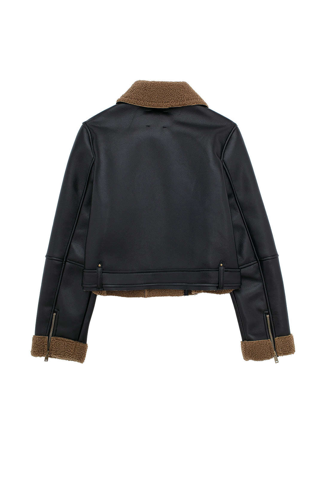 Fleece Faux Leather Zipper Biker Jacket for Y2K Aesthetic and Grunge Style Outfits Fleece Faux Leather Zipper Biker Jacket for Y2K Aesthetic and Grunge Style Outfits