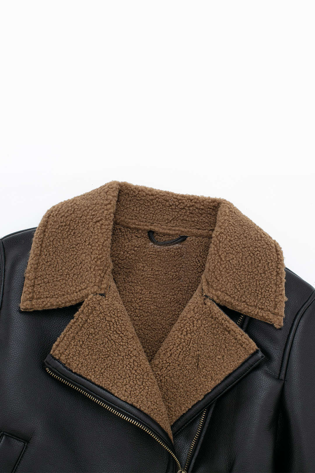 Fleece Faux Leather Zipper Biker Jacket for Y2K Aesthetic and Grunge Style Outfits Fleece Faux Leather Zipper Biker Jacket for Y2K Aesthetic and Grunge Style Outfits