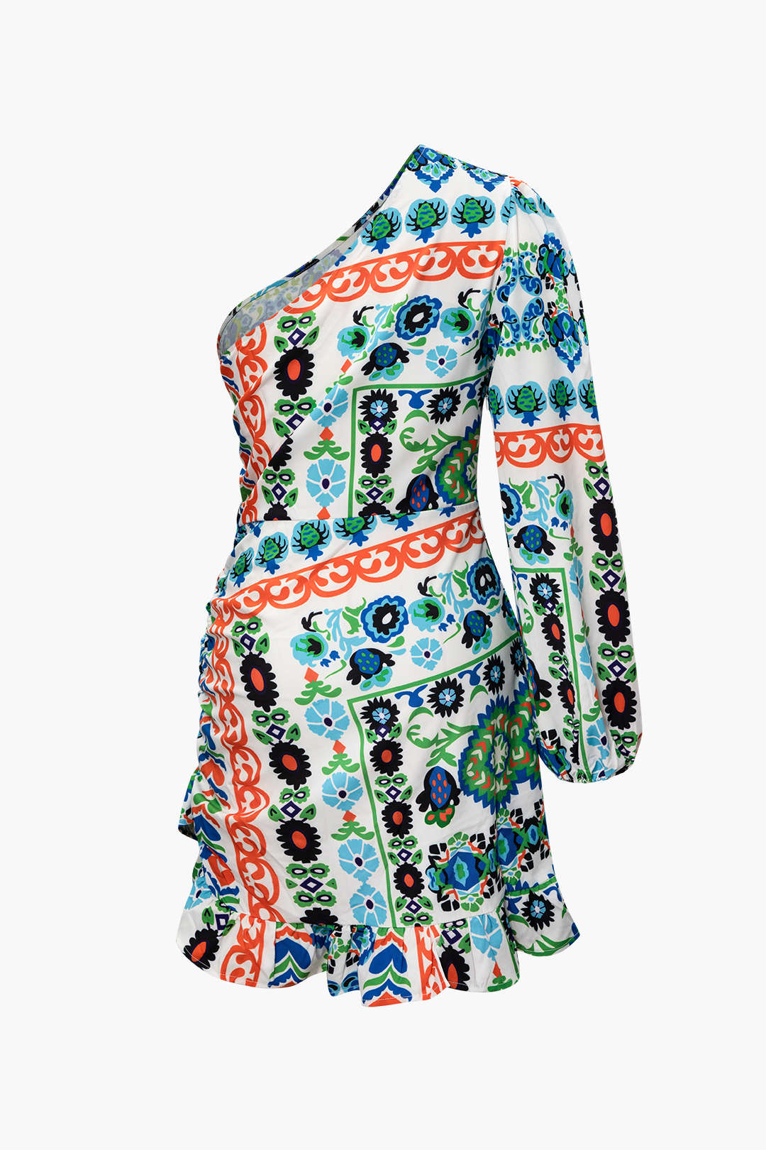 Floral Print One Shoulder Ruffle Hem Mini Dress - Y2K Aesthetic Cute Summer Outfit Floral Print One Shoulder Ruffle Hem Mini Dress - Y2K Aesthetic Cute Summer Outfit