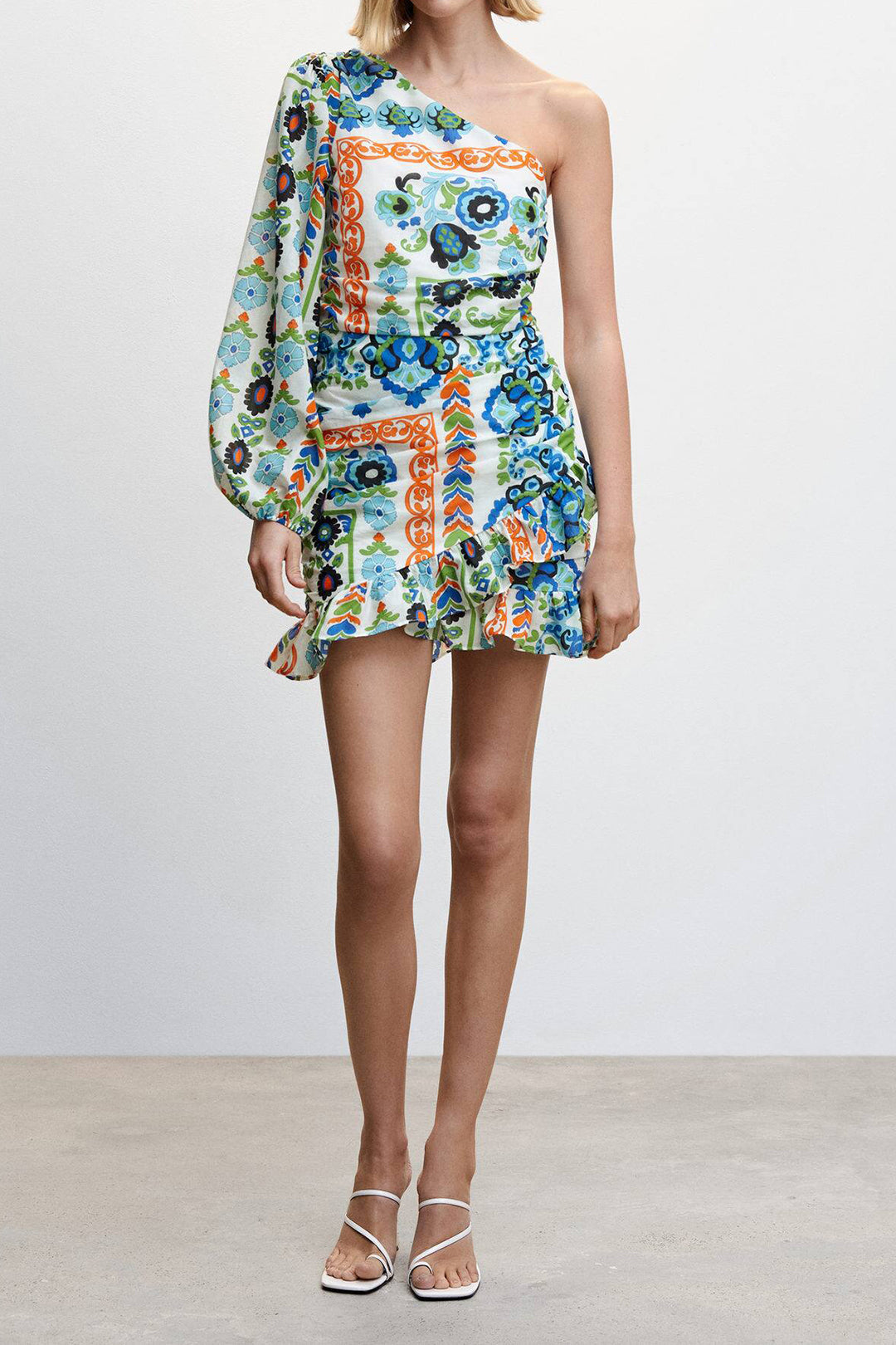 Floral Print One Shoulder Ruffle Hem Mini Dress - Y2K Aesthetic Cute Summer Outfit Floral Print One Shoulder Ruffle Hem Mini Dress - Y2K Aesthetic Cute Summer Outfit