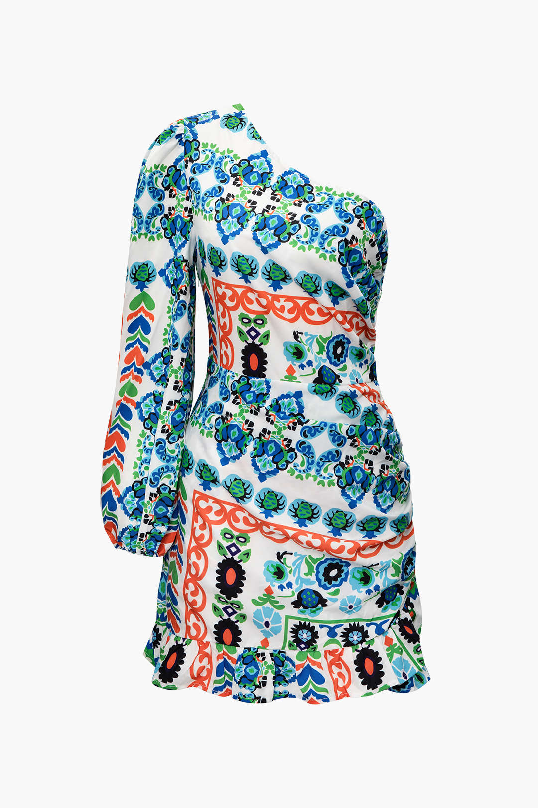 Floral Print One Shoulder Ruffle Hem Mini Dress - Y2K Aesthetic Cute Summer Outfit Floral Print One Shoulder Ruffle Hem Mini Dress - Y2K Aesthetic Cute Summer Outfit