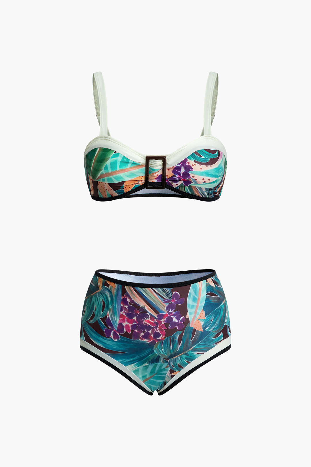 Floral Print Ruffle Mini Skirt and Bikini 3-Piece Set for Y2K Aesthetic Outfits Floral Print Ruffle Mini Skirt and Bikini 3-Piece Set for Y2K Aesthetic Outfits