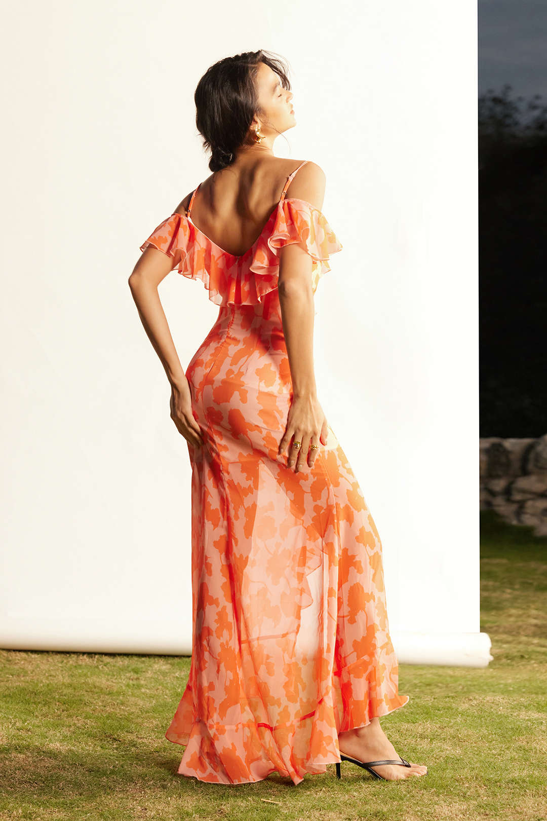 Floral Print Ruffle V-Neck Cami Maxi Dress for Y2K Aesthetic and Coquette Style Floral Print Ruffle V-Neck Cami Maxi Dress for Y2K Aesthetic and Coquette Style