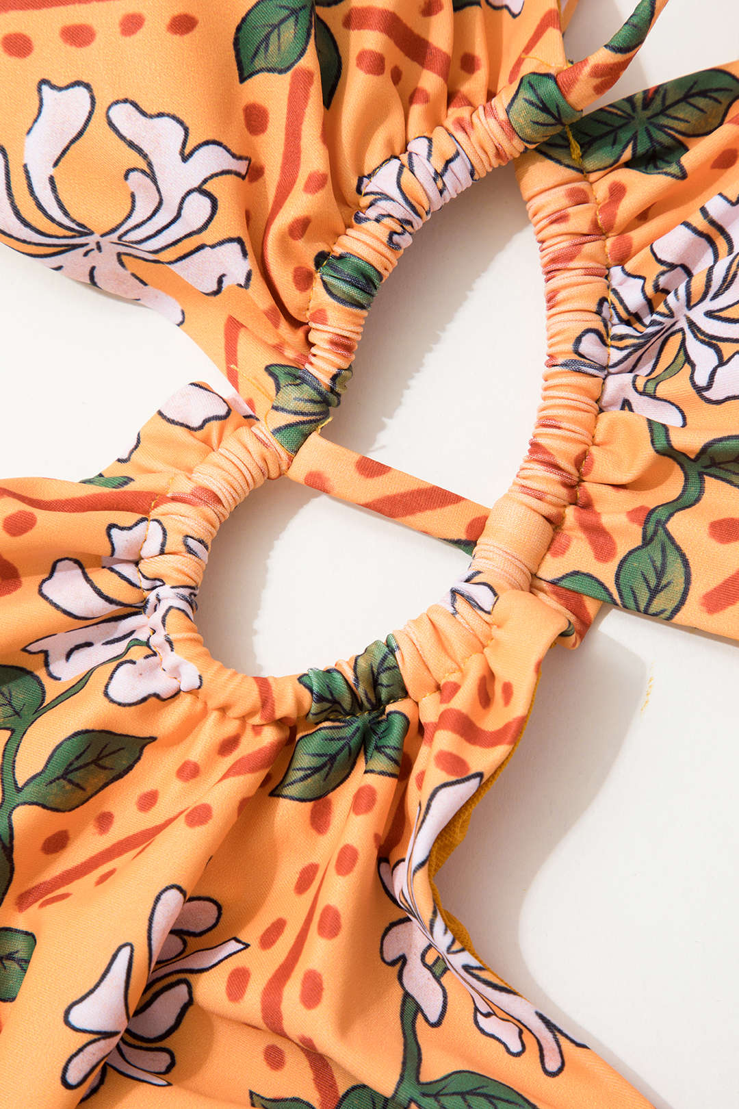 Floral Print Tie Halter Cut-Out Ruched Swimsuit with Wrap Cover-Up Skirt Set for Y2K Aesthetic Floral Print Tie Halter Cut-Out Ruched Swimsuit with Wrap Cover-Up Skirt Set for Y2K Aesthetic