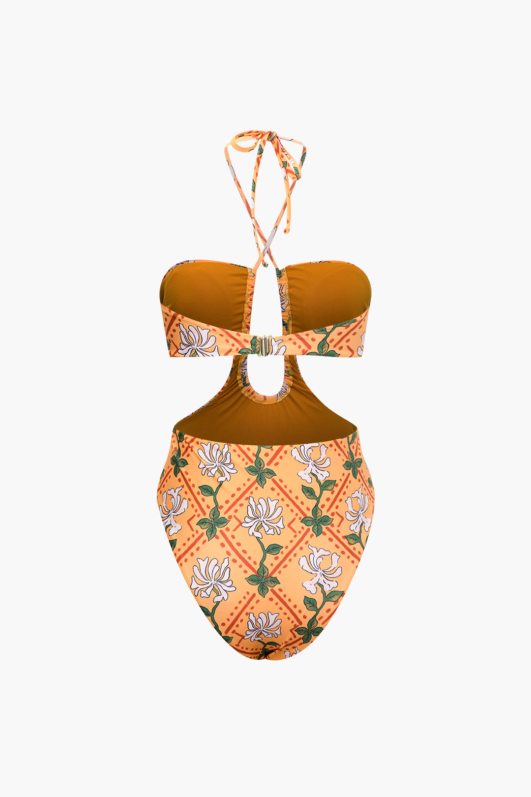 Floral Print Tie Halter Cut-Out Ruched Swimsuit with Wrap Cover-Up Skirt Set for Y2K Aesthetic Floral Print Tie Halter Cut-Out Ruched Swimsuit with Wrap Cover-Up Skirt Set for Y2K Aesthetic