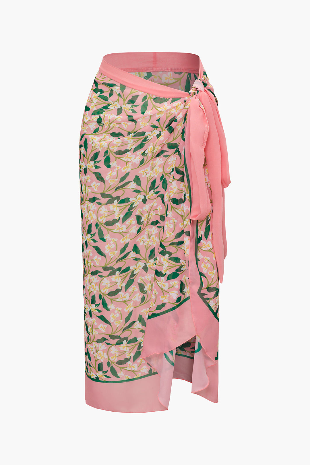 Floral Print Tie Strap One-Piece Swimsuit with Knot Sarong Skirt Set for Y2K Aesthetic Floral Print Tie Strap One-Piece Swimsuit with Knot Sarong Skirt Set for Y2K Aesthetic