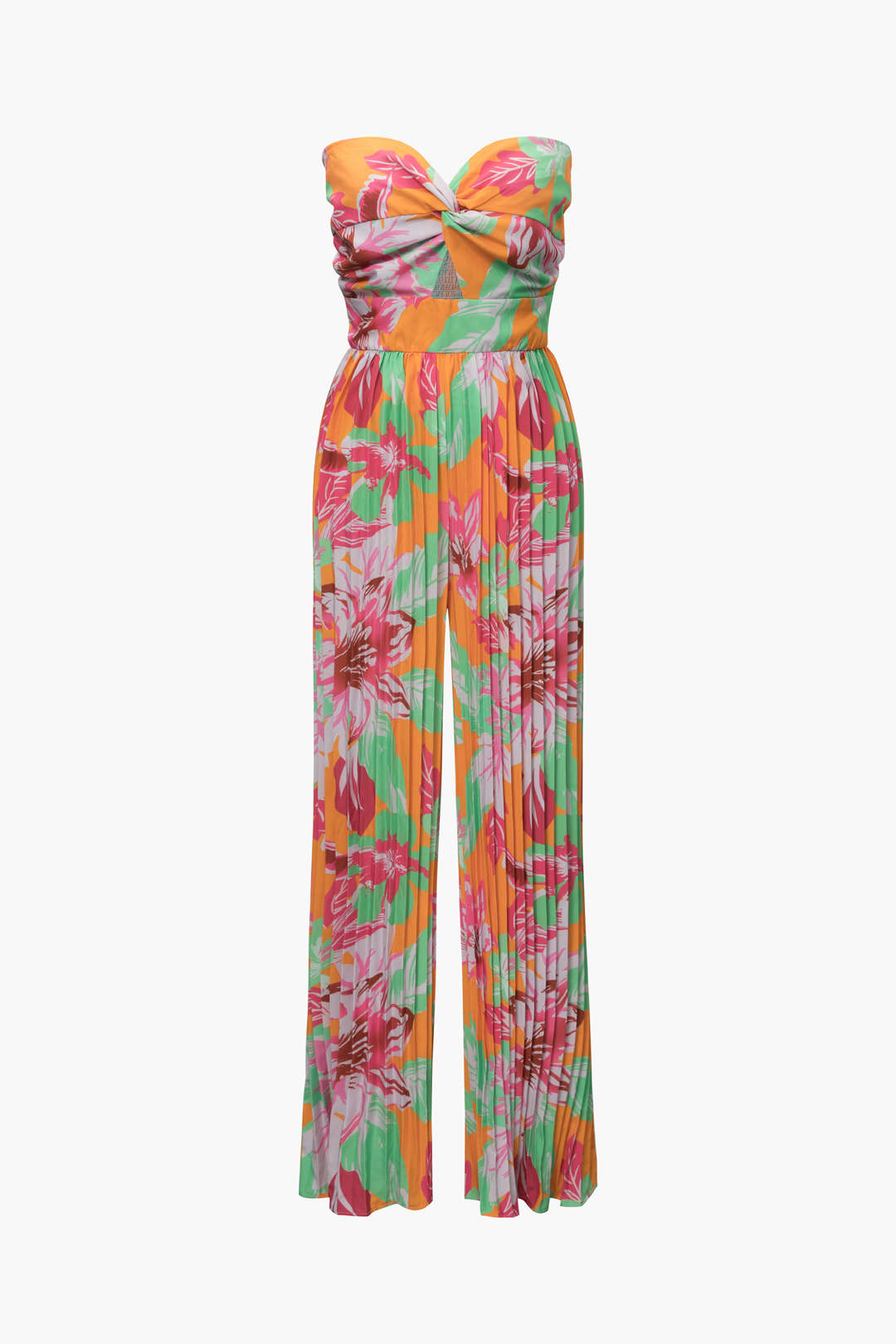 Floral Print Twist Front Pleated Jumpsuit - Y2K Aesthetic Cute Outfit for Stylish Women