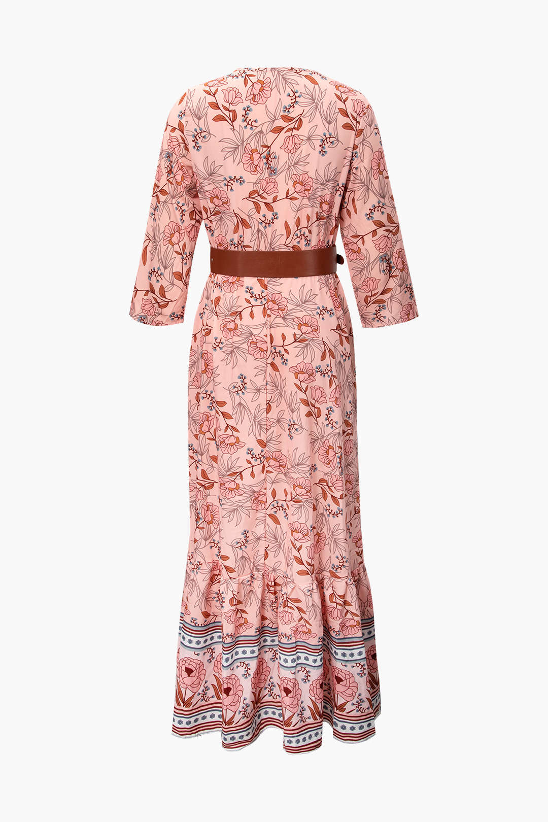 Floral Print V-Neck Maxi Dress with Belt for Y2K Aesthetic and Coquette Style Floral Print V-Neck Maxi Dress with Belt for Y2K Aesthetic and Coquette Style