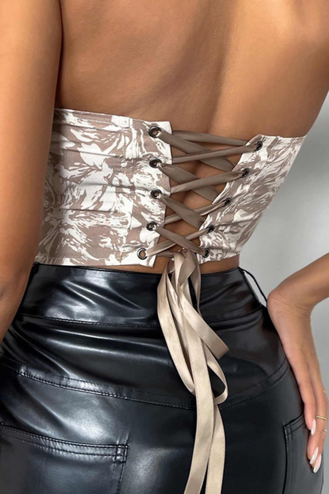 Floral Print Y2K Coquette Aesthetic Braided Tie Bustier Top for Trendy Outfits Floral Print Y2K Coquette Aesthetic Braided Tie Bustier Top for Trendy Outfits