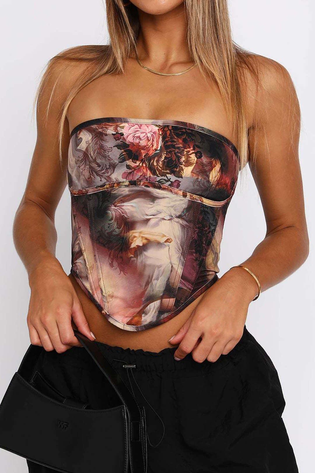 Floral Print Zipper Back Tube Top - Y2K Aesthetic Cute Crop Top for Trendy Outfits Floral Print Zipper Back Tube Top - Y2K Aesthetic Cute Crop Top for Trendy Outfits