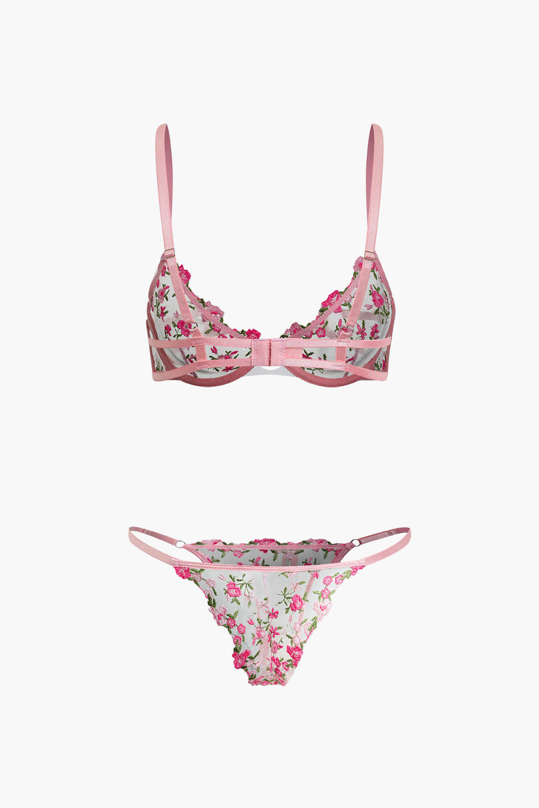 Flower Embroidery Y2K Bra Top and Panties Set for Coquette Aesthetic Outfits Flower Embroidery Y2K Bra Top and Panties Set for Coquette Aesthetic Outfits
