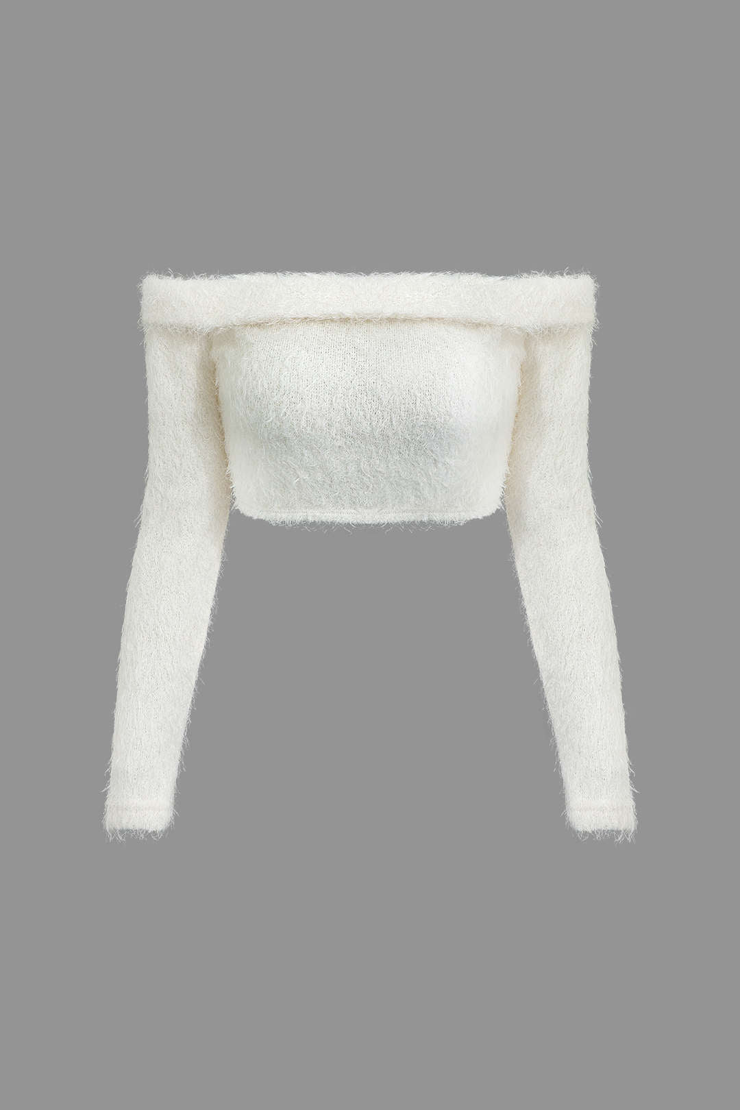 Fluffy Solid Off-The-Shoulder Crop Top & Mini Skirt Set for Y2K Aesthetic Outfits Fluffy Solid Off-The-Shoulder Crop Top & Mini Skirt Set for Y2K Aesthetic Outfits