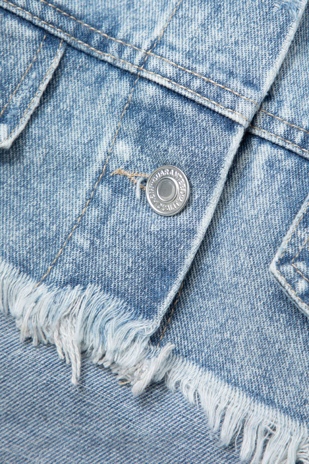 Frayed Button Crop Denim Jacket - Y2K Aesthetic Essential for Grunge and Coquette Outfits Frayed Button Crop Denim Jacket - Y2K Aesthetic Essential for Grunge and Coquette Outfits