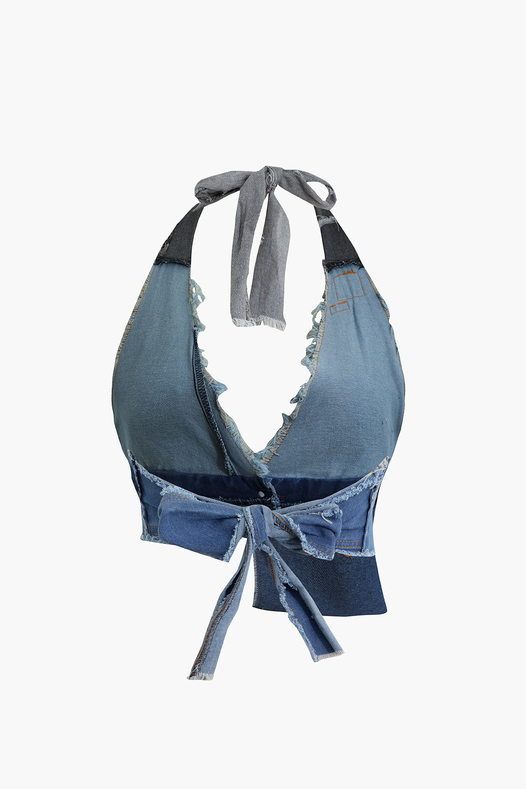 Frayed Tie Halter Denim Vest - Y2K Aesthetic Top for Grunge and Coquette Outfits Frayed Tie Halter Denim Vest - Y2K Aesthetic Top for Grunge and Coquette Outfits
