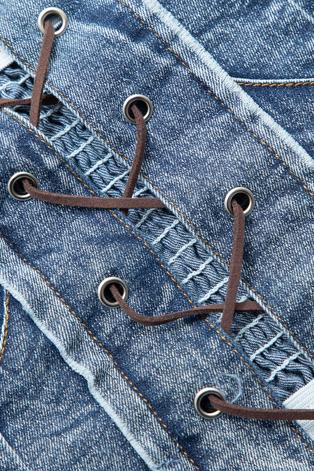 Frayed Trim Denim Eyelet Tie Tube Top - Y2K Fashion Cute Crop Top for Aesthetic Outfits Frayed Trim Denim Eyelet Tie Tube Top - Y2K Fashion Cute Crop Top for Aesthetic Outfits