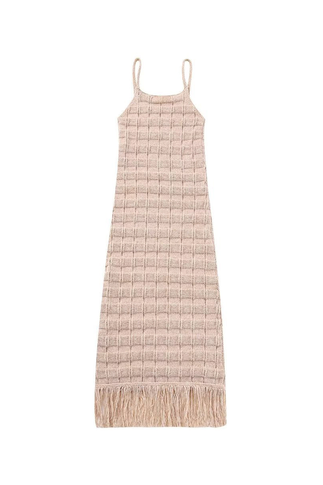 Fringe Hem Knit Cami Midi Dress - Y2K Aesthetic Fashion for Trendy Outfits Fringe Hem Knit Cami Midi Dress - Y2K Aesthetic Fashion for Trendy Outfits