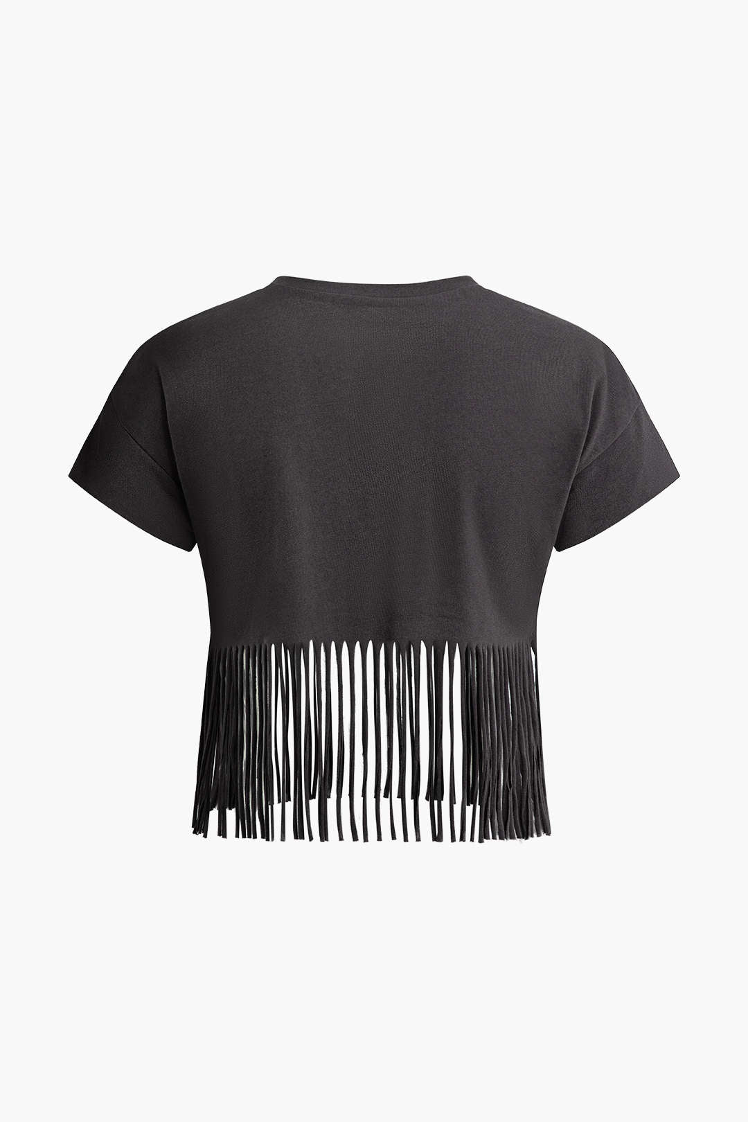Fringe Hem V-neck T-shirt in Y2K Style - Trendy Coquette Aesthetic Top for Cute Outfits Fringe Hem V-neck T-shirt in Y2K Style - Trendy Coquette Aesthetic Top for Cute Outfits