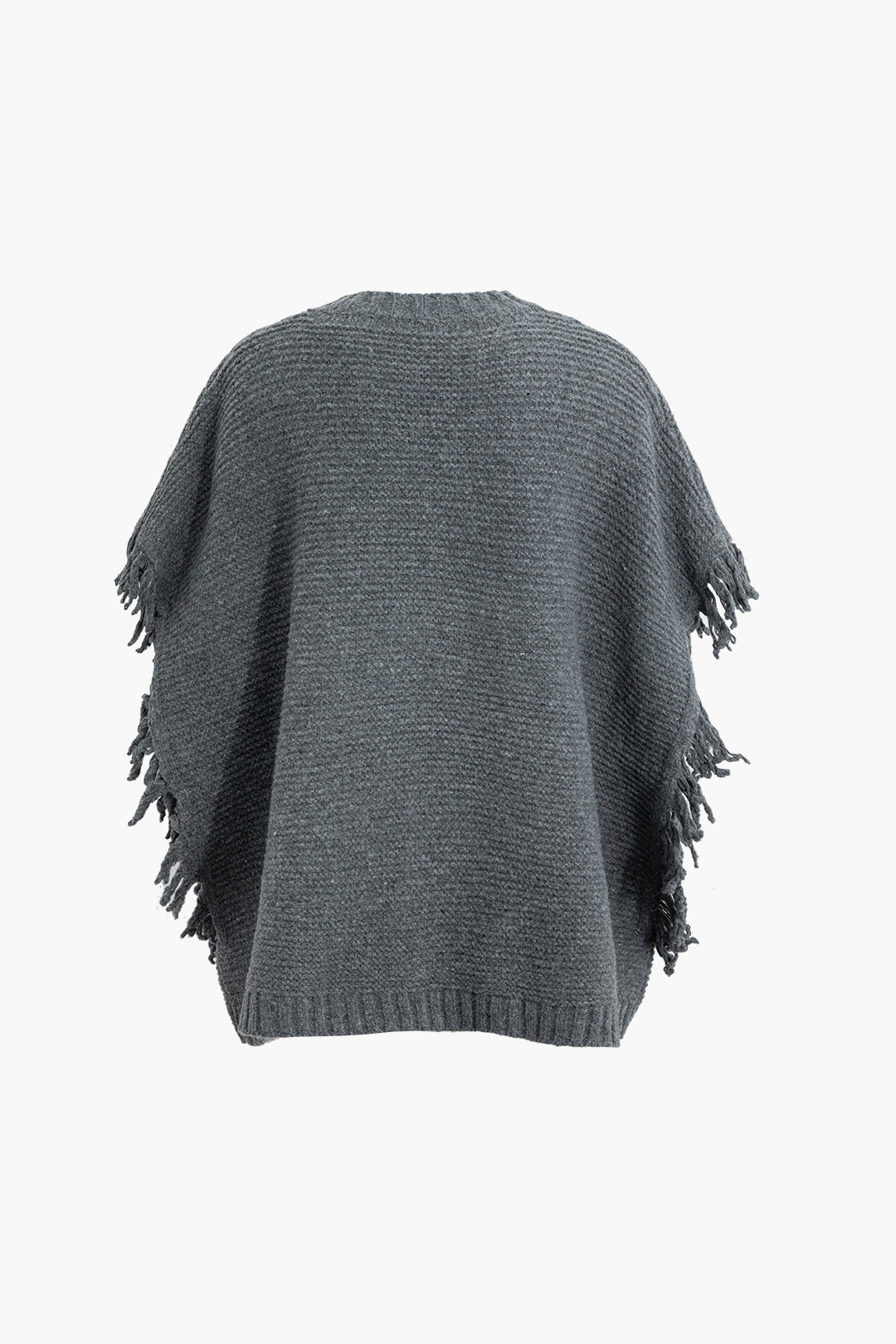 Fringe Trim Cable Knit Cloak Top - Y2K Aesthetic Cozy Layering for Chic Outfits